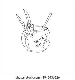 Summer cocktail drink. Outline. Vector sketch illustration.