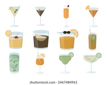 Summer Cocktail Element Illustration Set