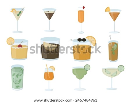Summer Cocktail Element Illustration Set