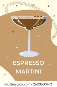 Summer cocktail Espresso Martini. Summer vacation, party, cafe-bar, recreation concept.