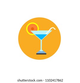 Summer Cocktail Flat Icon Isolated