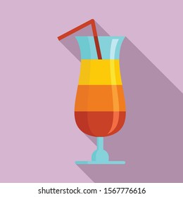 Summer cocktail icon. Flat illustration of summer cocktail vector icon for web design