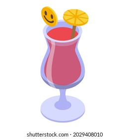 Sommercocktail Ikone isometrische Vektorgrafik. Trink Glas. Parteimojito