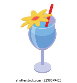 Summer cocktail icon isometric vector. Mask travel. Face family