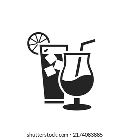 summer cocktail icon. pina colada and soft drink. isolated vector image in simple style