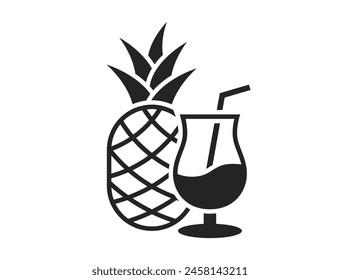 summer cocktail icon. pineapple and pina colada. exotic fruit and beverage symbol. isolated vector image