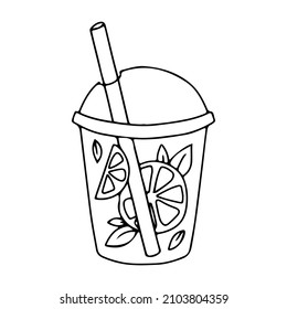 Summer cocktail made from berries and fruits. A glass with a drink. Vacation accessories. Vector illustration isolated on a white background.