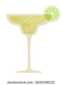 Coquetel de verão Margarita com limão sobre fundo branco. Ilustração vetorial para menu, barras, design de grupo.