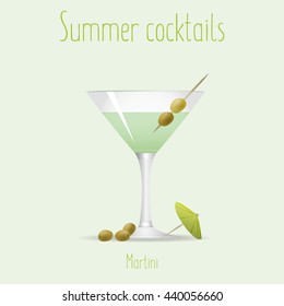 summer cocktail martini vector illustration