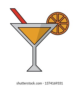 summer cocktail with orange ans straw cup