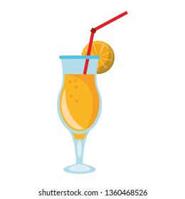 Summer cocktail with orange and straw