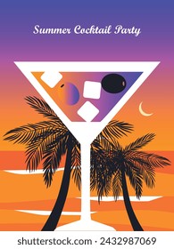 Summer Cocktail Party. Drinks set. Bar Menu Design Template. Happy Hour. Vector illustration