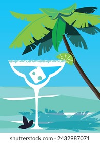 Summer Cocktail Party. Drinks set. Bar Menu Design Template. Happy Hour. Vector illustration