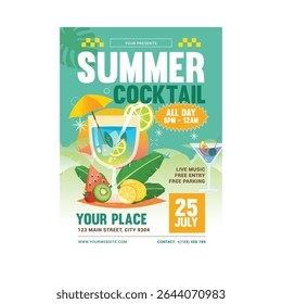 Summer cocktail party flyer poster template design
