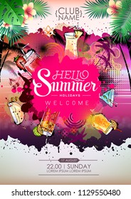 Summer Cocktail party poster design. Cocktail menu