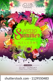 Summer Cocktail party poster design. Cocktail menu