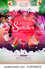 Summer Cocktail party poster design. Cocktail menu