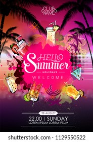 Summer Cocktail party poster design. Cocktail menu