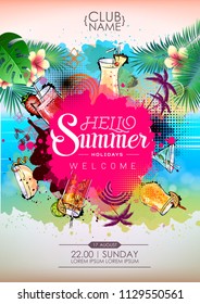 Summer Cocktail party poster design. Cocktail menu