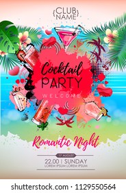 Summer Cocktail party poster design. Cocktail menu
