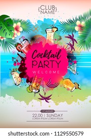 Summer Cocktail party poster design. Cocktail menu