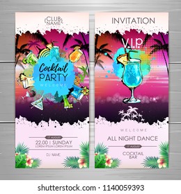 Summer Cocktail party poster design. Cocktail menu