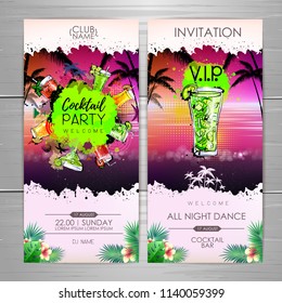 Summer Cocktail party poster design. Cocktail menu