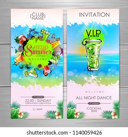 Summer Cocktail party poster design. Cocktail menu. Invitation d