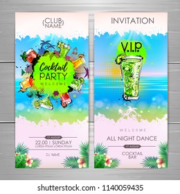 Summer Cocktail party poster design. Cocktail menu. Invitation d