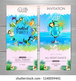 Summer Cocktail party poster design. Cocktail menu. Invitation d