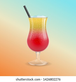 Summer cocktail. Realistic 3d object.