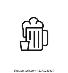 Summer cocktail signs. Vector symbol drawn in flat style with black line. Perfect for adverts, web sites, cafe and restaurant menu. Icon of beer in cup 