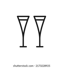 Summer cocktail signs. Vector symbol drawn in flat style with black line. Perfect for adverts, web sites, cafe and restaurant menu. Icon of glass for wine, champagnes or cocktails 