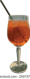 Summer cocktail in a tall glass with a straw, refreshing summer drink.