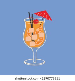 Summer Cocktail vector flat illustration 