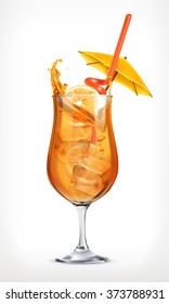 Summer cocktail, vector icon