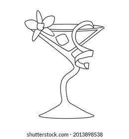 Summer cocktail vector icon.Outline vector icon isolated on white background summer cocktail.