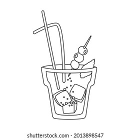 Sommercocktail Vektorsymbol.Umrisssymbol einzeln auf weißem Hintergrund Sommercocktail.