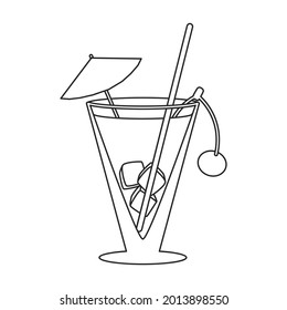 Summer cocktail vector icon.Outline vector icon isolated on white background summer cocktail.