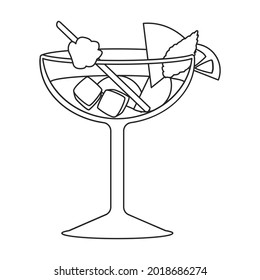 Summer cocktail vector icon.Outline vector icon isolated on white background summer cocktail.