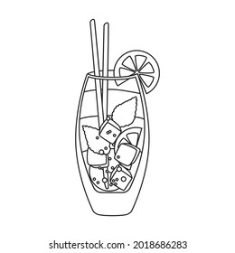 Summer cocktail vector icon.Outline vector icon isolated on white background summer cocktail.