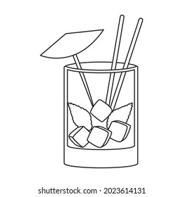 Summer cocktail vector icon.Outline vector icon isolated on white background summer cocktail.