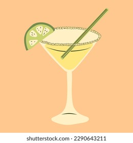 Summer cocktails . Colorful soft drink with fruits and ice cubes. Banner for bar or restaurant. Vector illustration