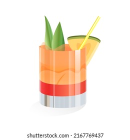Summer cocktails isolated on a white background. Vector illustration.