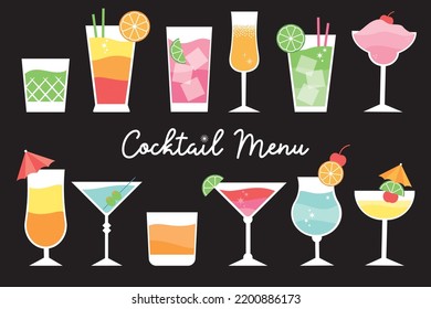 Summer cocktails party banner invitation flyer card template vector illustration