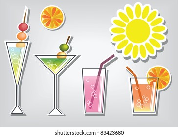 Summer cocktails, vector