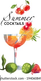 Summer Cocktails vector background 