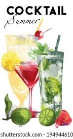 Summer Cocktails. Vector background