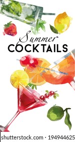 Summer Cocktails. Vector Background