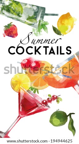 Summer Cocktails. Vector background